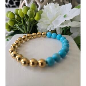 💘Pick 3 For $15 Stainless Steel Semi Preious Stones Gold Turqouise Bracelet